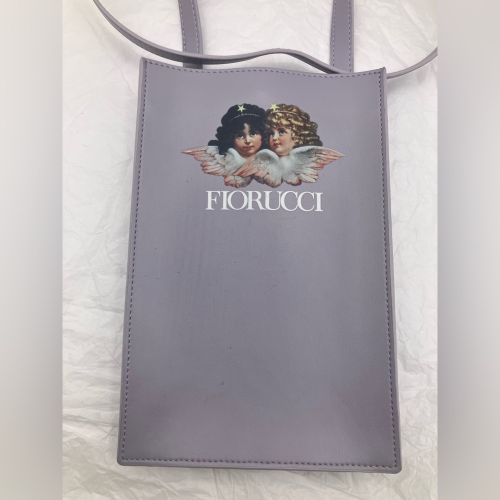 Fiorucci Lavender Tote with Angel Print RARE APPLE LEATHER